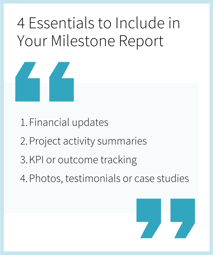 Four Essentials to Include in your Milestone Report
