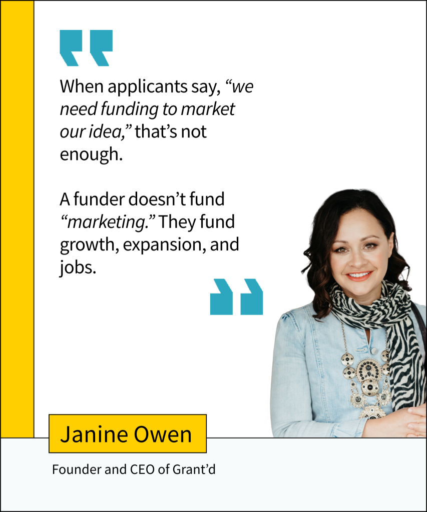 Janine Owen Founder and CEO of Grant'd RDTI quote